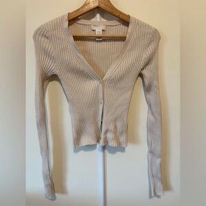 Cream Ribbed Cardigan